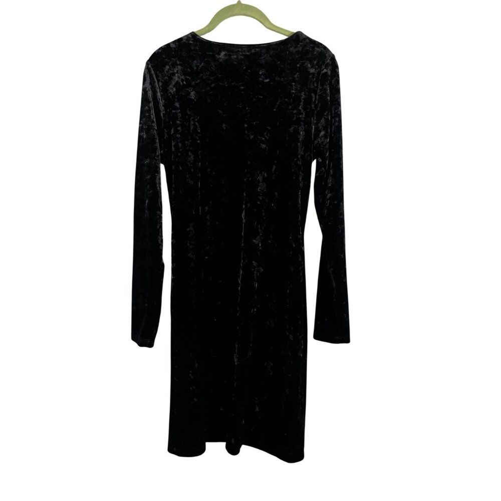 Crushed Velvet Dress Black L Bodycon Vampire Witchy Fairy Grunge Skater Retro - Picture 5 of 6